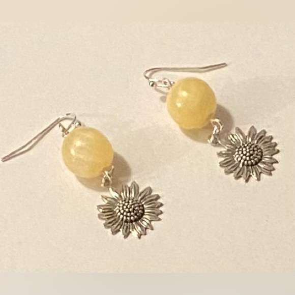 Yellow Jade crystal earrings NEW - Picture 1 of 1